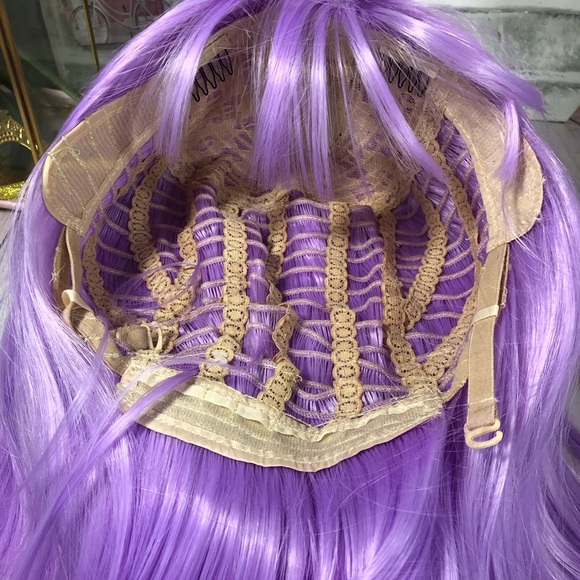 Lilac Wig - Synthetic - Straight - Shoulder Length w/Bangs; New, Never Used - Picture 4 of 5